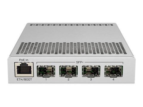 MikroTik CRS305-1G-4S+IN - Przełącznik - 4 x SFP+ + 1 x 10/100/1000 (PoE) - stacjonarny - PoE+ - zasilanie DC