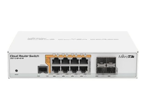 MikroTik Cloud Router Switch CRS112-8P-4S-IN - Przełącznik - L3 - Tak - 8 x 10/100/1000 (PoE) + 4 x SFP - stacjonarny, montowany
