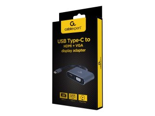Cablexpert - Adapter wideo - USB-C męski do HD-15 (VGA), HDMI żeński - 15 cm - kosmiczna szarość - obsługa 4K 30 Hz (3840 x 2160