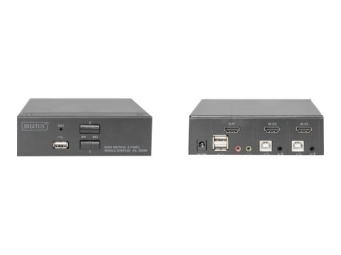 DIGITUS DS-12870 - Przełącznik — KVM / dźwięk / USB - 2 x KVM / dźwięk / USB - 1 użytkownik lokalny - stacjonarny