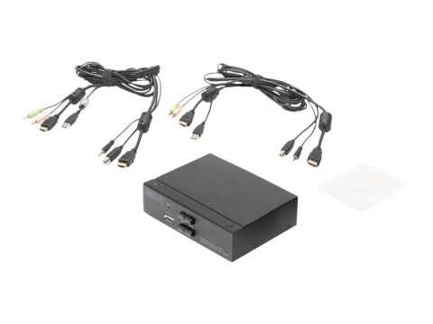 DIGITUS DS-12870 - Przełącznik — KVM / dźwięk / USB - 2 x KVM / dźwięk / USB - 1 użytkownik lokalny - stacjonarny
