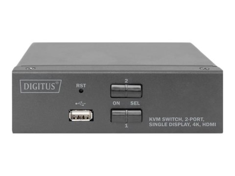 DIGITUS DS-12870 - Przełącznik — KVM / dźwięk / USB - 2 x KVM / dźwięk / USB - 1 użytkownik lokalny - stacjonarny
