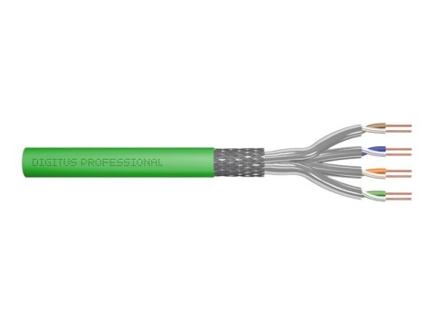 DIGITUS Professional - Kabel instalacyjny - 50 m - 7.9 mm - S/FTP - simpleks - CAT 8.2 - bezhalogenowe, trwały - zielony