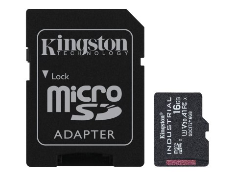 Kingston Industrial - Karta pamięci flash (adapter microSDHC na SD w zestawie) - 16 GB - A1 / Video Class V30 / UHS-I U3 / Class