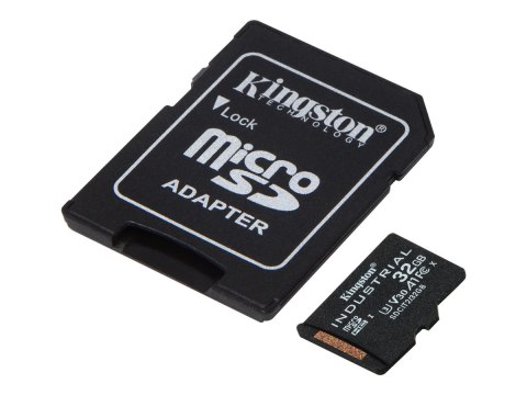 Kingston Industrial - Karta pamięci flash (adapter microSDHC na SD w zestawie) - 32 GB - A1 / Video Class V30 / UHS-I U3 / Class