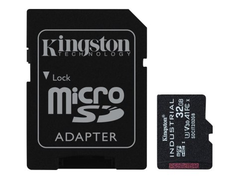 Kingston Industrial - Karta pamięci flash (adapter microSDHC na SD w zestawie) - 32 GB - A1 / Video Class V30 / UHS-I U3 / Class