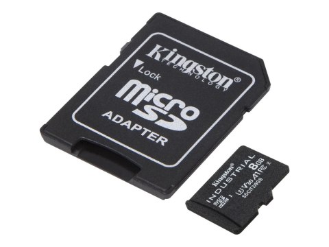 Kingston Industrial - Karta pamięci flash (adapter microSDHC na SD w zestawie) - 8 GB - A1 / Video Class V30 / UHS-I U3 / Class1