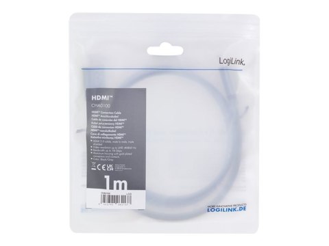LogiLink - Duża szybkość - kabel HDMI z Ethernet - HDMI męski do HDMI męski - 1 m - potrójnie ekranowany - czarny - obsługa 4K 6