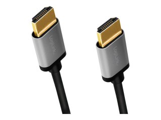 LogiLink - Duża szybkość - kabel HDMI z Ethernet - HDMI męski do HDMI męski - 2 m - potrójnie ekranowany - szary, czarny - obsłu