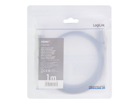 LogiLink - Ultra High Speed - kabel HDMI z Ethernet - HDMI męski do HDMI męski - 1 m - potrójnie ekranowany - szary, czarny - ob