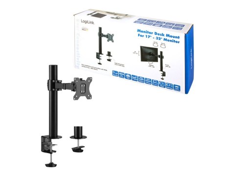 LogiLink - Zestaw do montażu - ramię regulowane - dla wyświetlacz LCD - stal - czarny - rozmiar ekranu: 17"-32" - montaż na biur