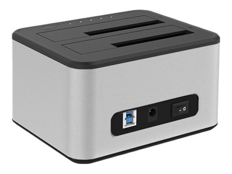 Qoltec - Stacja dokująca HDD/SSD -zatoki: 2 - 2,5" / 3,5" współdz. - SATA 6Gb/s - USB 3.0 - srebrny