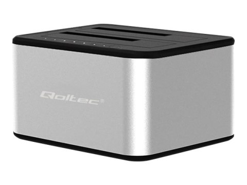 Qoltec - Stacja dokująca HDD/SSD -zatoki: 2 - 2,5" / 3,5" współdz. - SATA 6Gb/s - USB 3.0 - srebrny