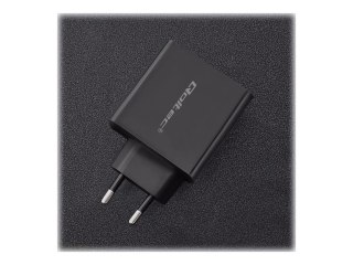 Qoltec - Zasilacz - 45 wat - 3 A - PD - 2 złącza wychodzące (USB, USB-C) - czarny