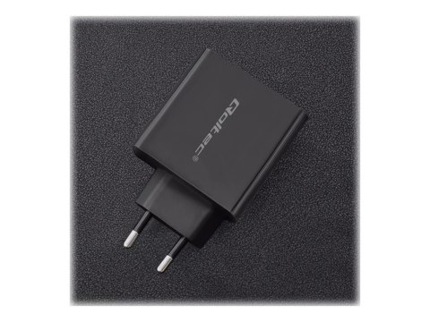 Qoltec - Zasilacz - 45 wat - 3 A - PD - 2 złącza wychodzące (USB, USB-C) - czarny