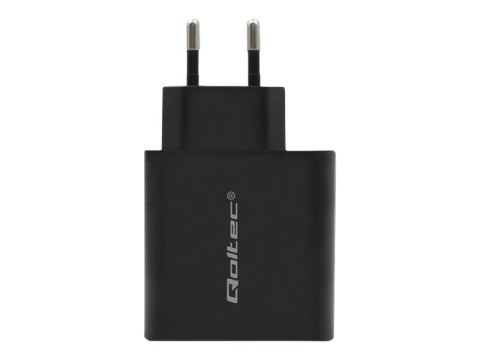 Qoltec - Zasilacz - 45 wat - 3 A - PD - 2 złącza wychodzące (USB, USB-C) - czarny