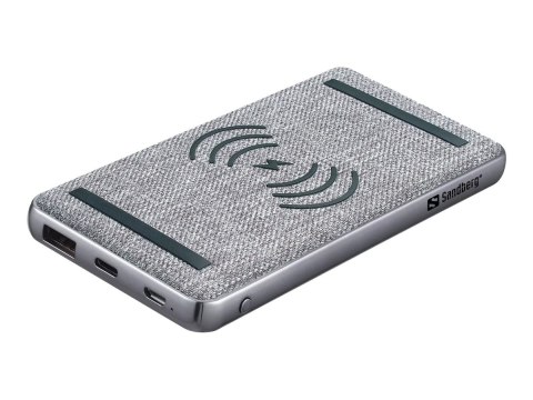 Sandberg - Bezprzewodowy powerbank - Li-pol - 10000 mAh - 37 Wh - 3 A - PD, QC 3.0 - 2 złącza wychodzące (USB-C, USB) - przewodo