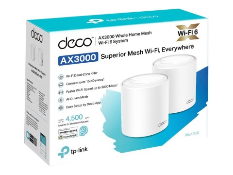 TP-Link Deco X50 - System Wi-Fi - (2 routery) - siatka 1GbE - Wi-Fi 6 - Dwuzakresowy