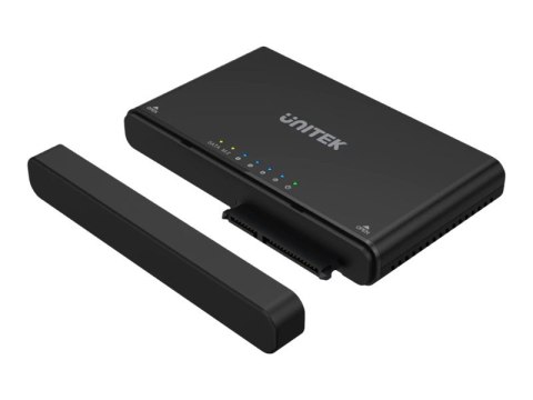 Unitek SolidForce+ - Obudowa pamięci - M.2, 2,5" / 3,5" współdz. - SATA 6Gb/s / PCIe 3.0 x2 (NVMe) - USB 3.2 (Gen 2) - czarny