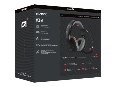 ASTRO Gaming A10 Gen 2 - Słuchawka - pełna wielkość - przewodowa - złącze 3,5 mm - czarny