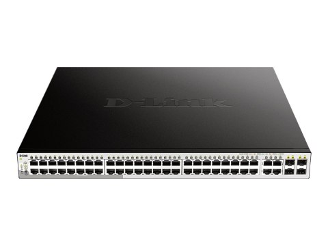 D-Link DGS 1210-52MP - Przełącznik - smart - 48 x 10/100/1000 (PoE) + 4 x combo Gigabit - stacjonarny, montowany w szafie rack -