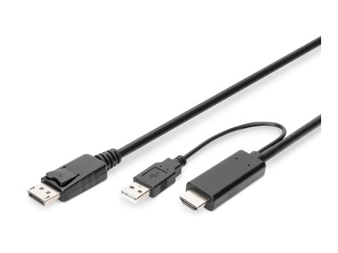 DIGITUS - Kabel przejściowy - DisplayPort 20-pin męski do HDMI, USB (tylko zasilanie) męski - 2 m - obsługa 4K 30 Hz