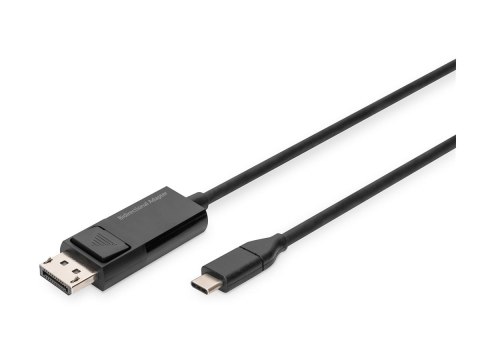DIGITUS - Kabel przejściowy - USB-C (M) do DisplayPort (M) - DisplayPort 1.4 - 2 m - odlewany, obsługa 2K, dwukierunkowy, obsług