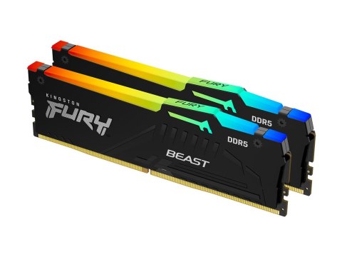 Kingston FURY Beast RGB - DDR5 - zestaw - 16 GB: 2 x 8 GB - DIMM 288-pin - 5600 MT/s / PC5-44800 - CL40 - 1.25 V - niebuforowana