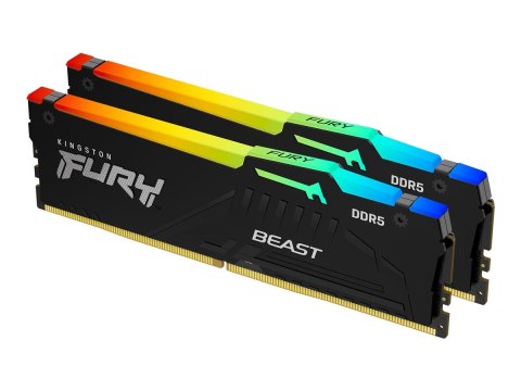 Kingston FURY Beast RGB - DDR5 - zestaw - 32 GB: 2 x 16 GB - DIMM 288-pin - 5200 MT/s / PC5-41600 - CL40 - 1.25 V - niebuforowan