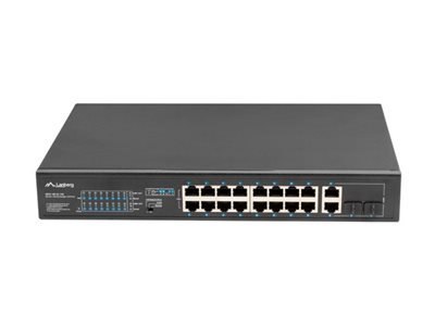 Lanberg RSFE-16P-2C-150 - Przełącznik - niezarządzalny - 16 x 10/100 (PoE+) + 2 x combo Gigabit SFP/RJ-45 (uplink) - montowany w