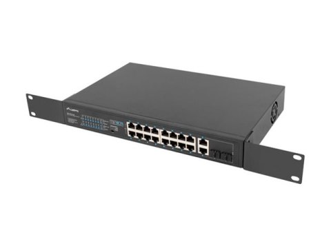 Lanberg RSFE-16P-2C-250 - Przełącznik - niezarządzalny - 16 x 10/100 (PoE+) + 2 x combo Gigabit SFP/RJ-45 (uplink) - montowany w