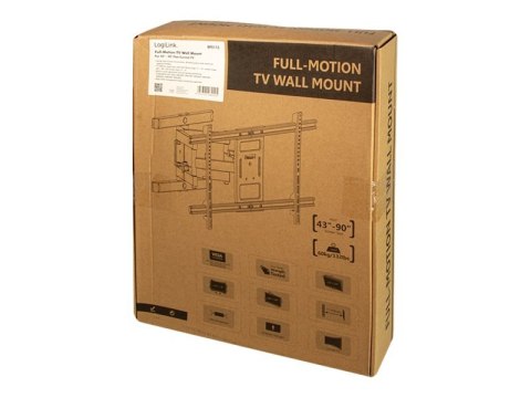 LogiLink - Zestaw do montażu - dla telewizor LCD - stal, tworzywo ABS - czarny - rozmiar ekranu: 43"-90" - montaż na ścianie