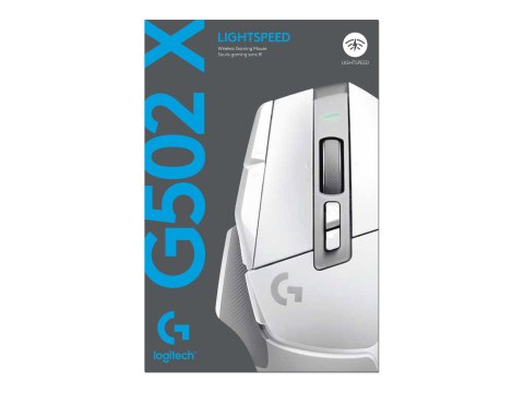 Logitech G G502 X LIGHTSPEED - Mysz - optyczna - 8 przyciski - bezprzewodowa - 2.4 GHz - odbiornik USB Logitech LIGHTSPEED - bia