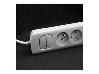 Qoltec - Linka zasilania - AC 230 V - 3680 wat - wejście: 3-pole - złącza wyjściowe: 6 (6 x 3 bieguny) - 1.8 m przewód - Francja
