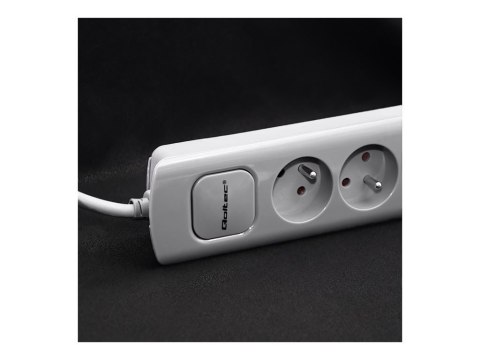 Qoltec - Linka zasilania - AC 230 V - 3680 wat - wejście: 3-pole - złącza wyjściowe: 6 (6 x 3 bieguny) - 1.8 m przewód - Francja