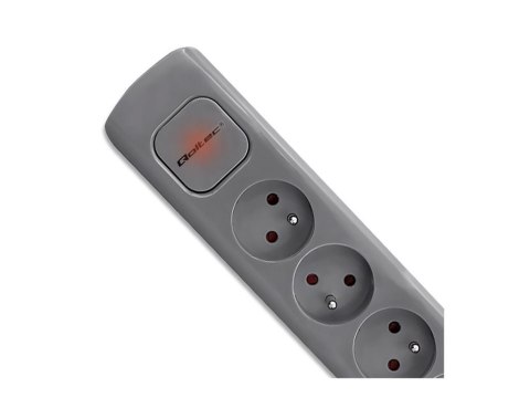 Qoltec - Linka zasilania - AC 230 V - 3680 wat - wejście: 3-pole - złącza wyjściowe: 6 (6 x 3 bieguny) - 1.8 m przewód - Francja