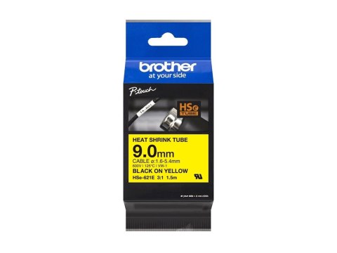 Brother HSe-621E - Czarny na żółtym - Roll (0.9 cm x 1.5 m) 1 kaseta(y) skrzynka wisząca - taśma rurki termokurczliwej - dla P-T