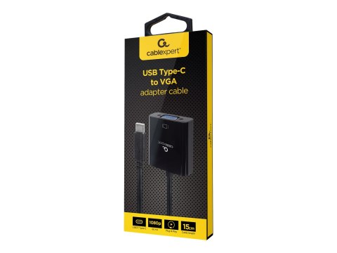 Cablexpert - Adapter wideo - USB-C (M) do HD-15 (VGA) (F) - 15 cm - 1080p z obsługą 60 Hz - czarny