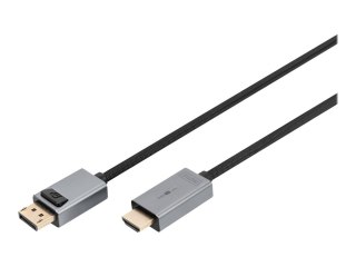 DIGITUS - Adapter wideo - DisplayPort 20-pin męski do HDMI męski - 1.8 m - podwójne ekranowanie - czarny - zatrzask, obsługa 108