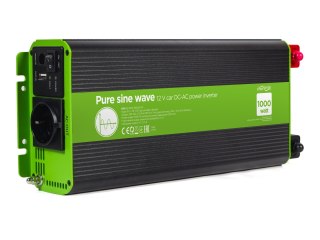 EnerGenie EG-PWC-PS1000-01 - Inwerter DC na AC - samochód, fala czystej sinusoidy - DC 12 V - 1000 wat - złącza wyjściowe: 1
