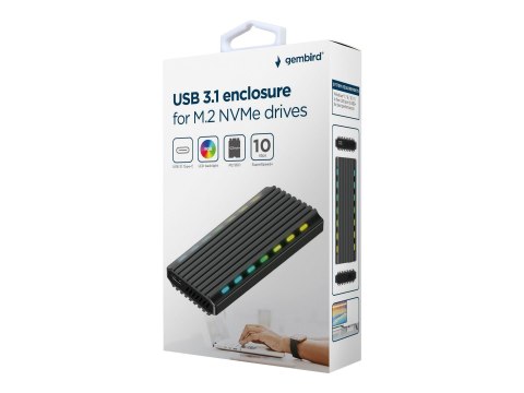 Gembird EE2280-U3C-03 - Obudowa pamięci - M.2 - M.2 Card (PCIe NVMe & SATA) - USB 3.1 (Gen 2)
