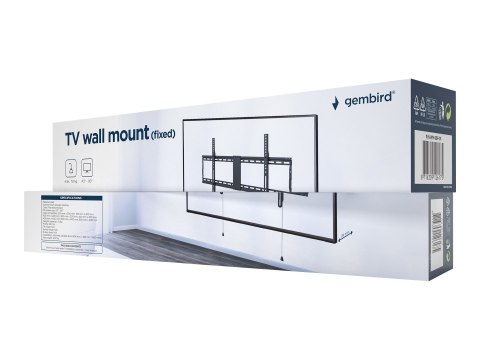 Gembird WM-90F-01 - Zestaw do montażu (mocowanie ściennny) - mocowany na stałe - dla panel płaski - 70kg - zamknięcie - stal - c