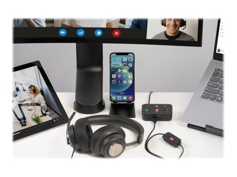 Kensington H2000 - Słuchawka - pełna wielkość - przewodowa - USB-C - izolacja szumu