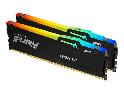 Kingston FURY Beast RGB - DDR5 - zestaw - 16 GB: 2 x 8 GB - DIMM 288-pin - 5600 MT/s / PC5-44800 - CL36 - 1.25 V - niebuforowana