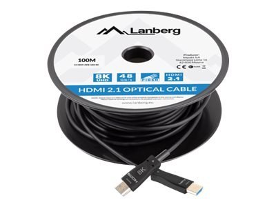 Lanberg - Duża szybkość - kabel HDMI z Ethernet - HDMI męski do HDMI męski - 100 m - podwójne ekranowanie - czarny - Active Opti