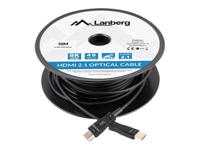 Lanberg - Duża szybkość - kabel HDMI z Ethernet - HDMI męski do HDMI męski - 50 m - podwójne ekranowanie - czarny - Active Optic