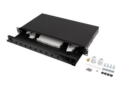 Lanberg - Krosownica - 12 x SC simplex / 12 x LC duplex - do montażu na stelażu - SC/LC x 12 - RAL 9004, czarny - 1U - 19"