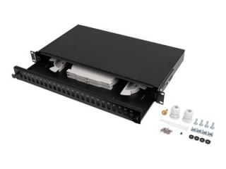 Lanberg - Krosownica - 24 x SC simplex / 24 x LC duplex - do montażu na stelażu - SC/LC x 24 - RAL 9004, czarny - 1U - 19"