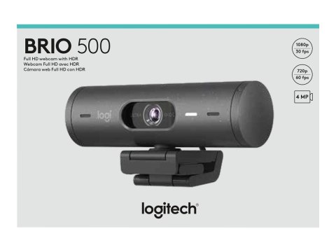Logitech BRIO 500 - Kamerka internetowa - kolor - 1920 x 1080 - 1080p, 720p - audio - USB-C