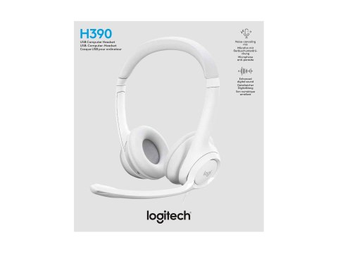 Logitech H390 - Słuchawka - nauszne - przewodowa - USB-A - nietypowa biel